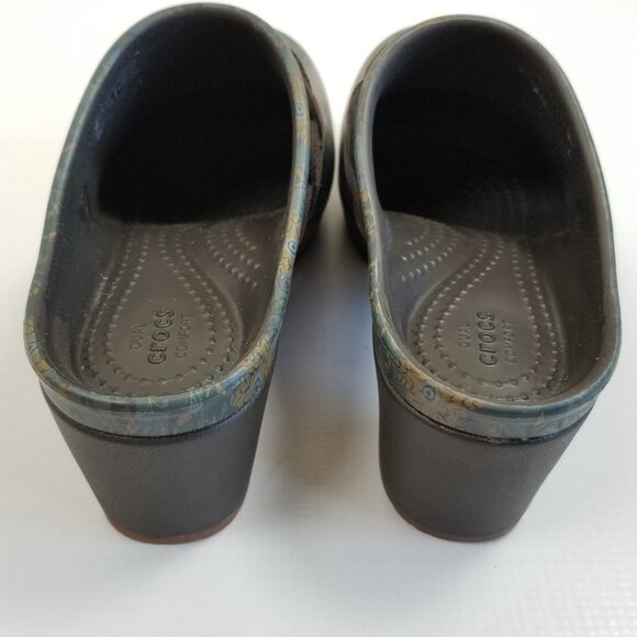 CROCS Sarah Crosslite Floral Dual Comfort Clogs Mules Heeled Shoes Size 6 - Picture 8 of 8